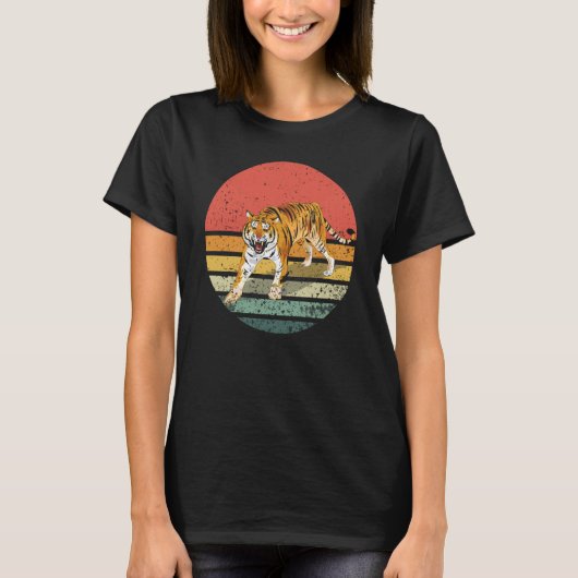 Retro  Tiger Sunset Tiger Animal T-shirt (Voorkant)