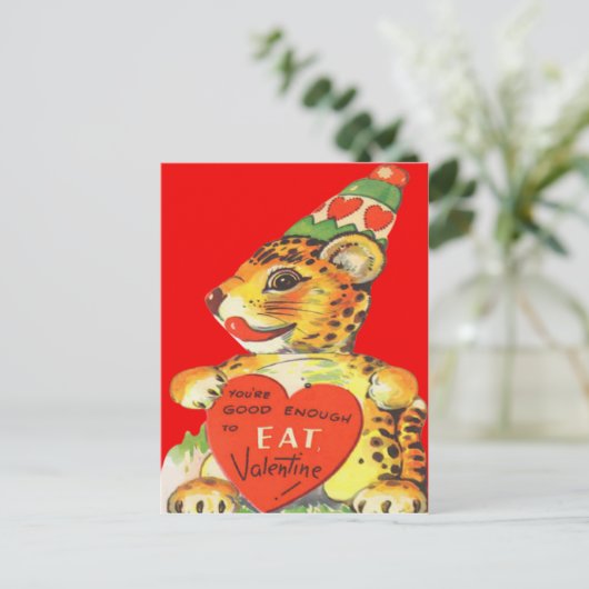 Retro Tiger Valentijn Kaart (Staand voorkant)