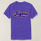 Retro Tigers Script Paarse en Goud T-shirt (Design voorkant)