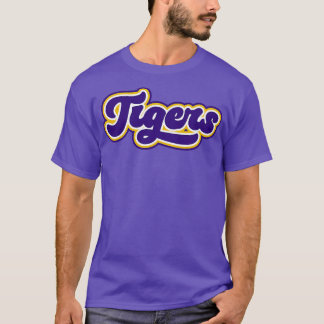 Retro Tigers Script Paarse en Goud T-shirt