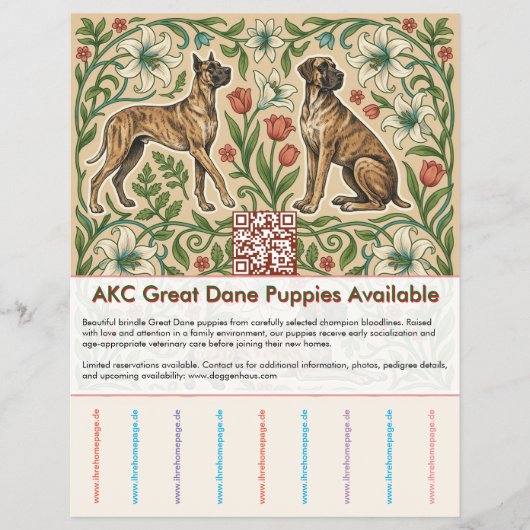 Retro Tigris Grote Dane Puppy Flyer (Voorkant)