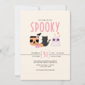 Retro Tijd om Spooky Halloween Party te Krijgen Kaart (Voorkant)