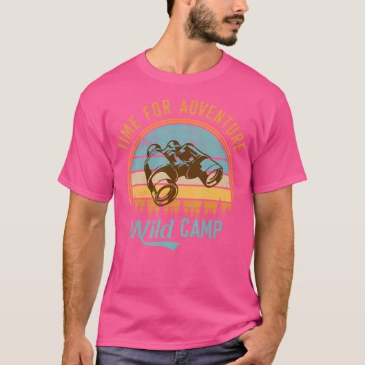 Retro tijd voor avontuur Wild Camp verrekijker T-shirt (Voorkant)