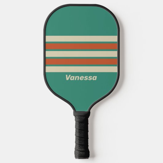 Retro Tijdloos Over Striping Met Naam Pickleball Paddle (Voorkant)