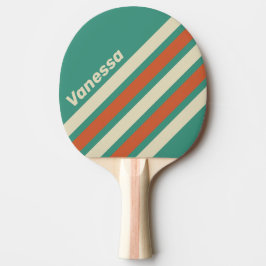 Retro Tijdloze Schuine Strepen met Naam Tafeltennisbatje