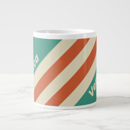 Retro Tijdloze Strepen met Naam Grote Koffiekop