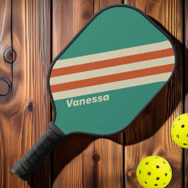 Retro Tijdloze Strepen met Naam Pickleball Paddle