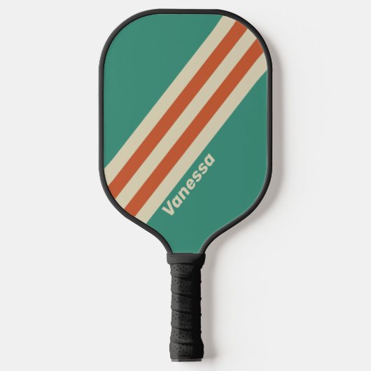Retro Tijdloze Strepen met Naam Pickleball Paddle (Voorkant)