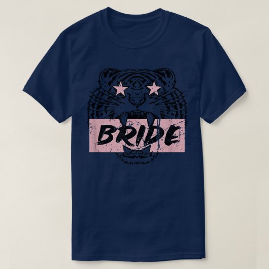 Retro Tijger Bruid Cute Roze Bruidsmeisje vrijgeze T-shirt (Design voorkant)