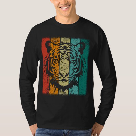 Retro Tijger Gezicht T-shirt (Voorkant)