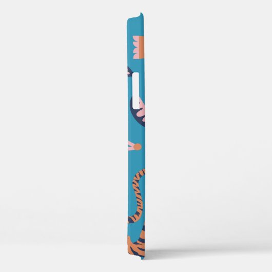 Retro tijger, palmboom, bloemmotief Case-Mate iPhone case (Achterkant / Rechts)