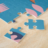 Retro tijger, palmboom, bloemmotief legpuzzel (Zijkant)