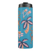 Retro tijger, palmboom, bloemmotief thermosbeker (Voorkant)
