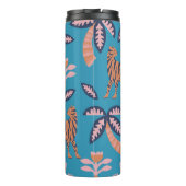 Retro tijger, palmboom, bloemmotief thermosbeker (Achterkant)
