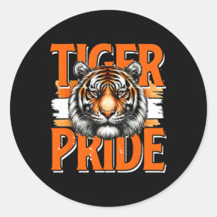 Retro Tijger Trots Tijger School Sportteam Retro Ronde Sticker
