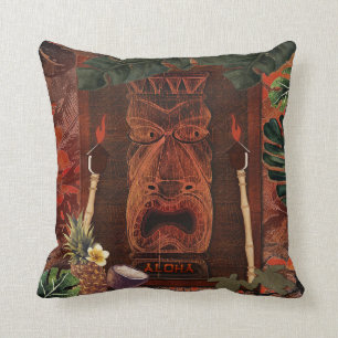 Retro Tiki Aloha Hawaiaanse Luau Tropisch Kussen