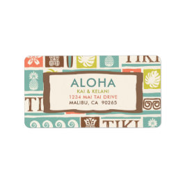 Retro Tiki Aloha Tropisch adres Etiket