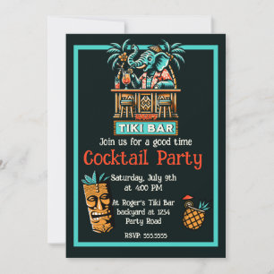 Retro Tiki Bar Cocktail Party Kaart