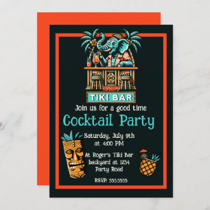 Retro Tiki Bar Cocktail Party Kaart