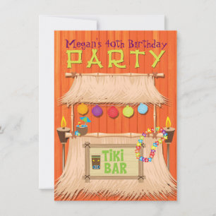 Retro Tiki Bar Tropische Hawaiaanse Feest Uitnodig Kaart