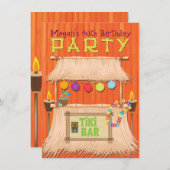 Retro Tiki Bar — Uitnodiging voor Tropische Hawaii (Voorkant / Achterkant)