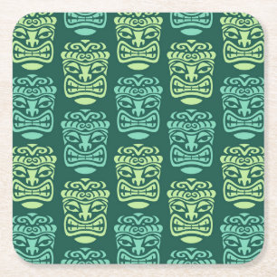 Retro Tiki Beach Bar Patroon Kartonnen Onderzetters