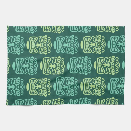 Retro Tiki Beach Party Theedoek (Horizontaal)