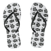 Retro Tiki Black and White Pattern Teenslippers (Voetbed)