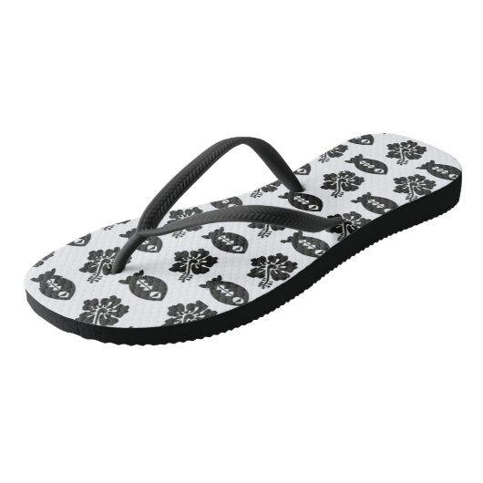 Retro Tiki Black and White Pattern Teenslippers (Schuin)