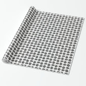 Retro Tiki Black en White Pattern Cadeaupapier (Uitgerold)