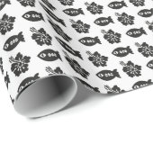 Retro Tiki Black en White Pattern Cadeaupapier (Rol Hoek)