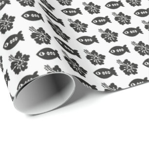 Retro Tiki Black en White Pattern Cadeaupapier