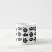 Retro Tiki Black en White Pattern Espresso Kop (Voorkant)