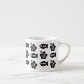 Retro Tiki Black en White Pattern Espresso Kop (Rechts)