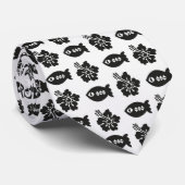 Retro Tiki Black en White Pattern Stropdas (Opgerold)
