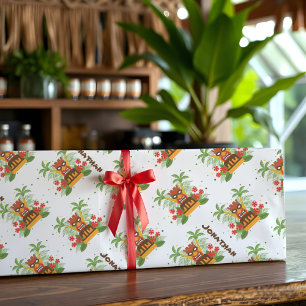 Retro Tiki Hawaiian Bloemen Palm Tree Naam Tissuepapier