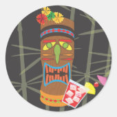 Retro Tiki Head Ronde Sticker (Voorkant)