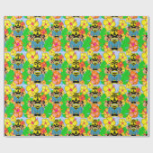 Retro tiki hula Hawaiian cadeauomslag papier (Vlak)