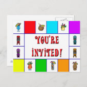 Retro Tiki Invite Uitnodiging Briefkaart (Voorkant / Achterkant)