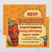 Retro Tiki Luau Feestuitnodigingen Kaart (Voorkant / Achterkant)