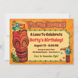 Retro Tiki Luau Feestuitnodigingen Kaart
