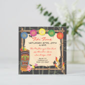 Retro Tiki partijuitnodiging met bamboe-lijst Kaart (Staand voorkant)