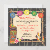 Retro Tiki partijuitnodiging met bamboe-lijst Kaart (Voorkant)