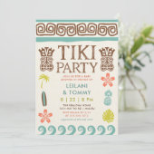 Retro Tiki Party Tropical Beach Surf Baby shower Kaart (Staand voorkant)