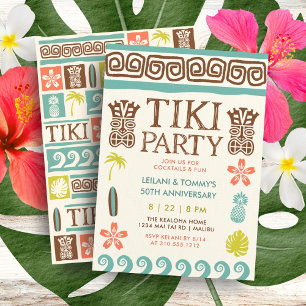Retro Tiki Party Tropical Beach Surf Jubileum Kaart