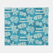 Retro Tiki Patroon uit het Midden van de 20e Eeuw Fleece Deken (Voorkant (Horizontaal))