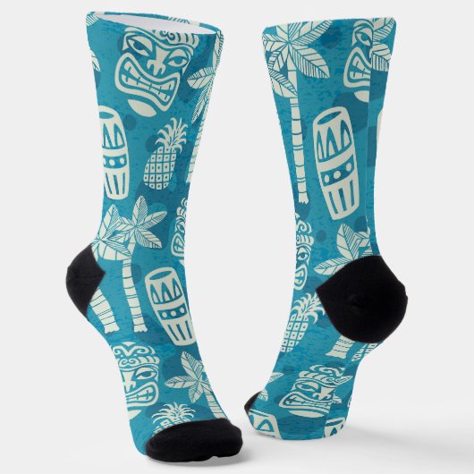 Retro Tiki Patroon uit het Midden van de 20e Eeuw Sokken (Gebogen)