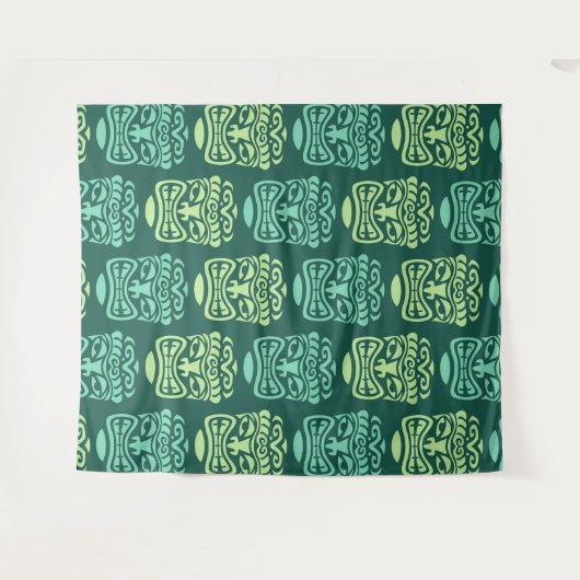 Retro Tiki Patroon Wandkleed (Voorkant (horizontaal))