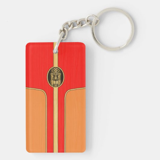 Retro Tiki Surfboard Sleutelhanger (achterkant)