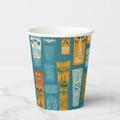 Retro Tiki Totems Papieren Bekers (Achterkant)